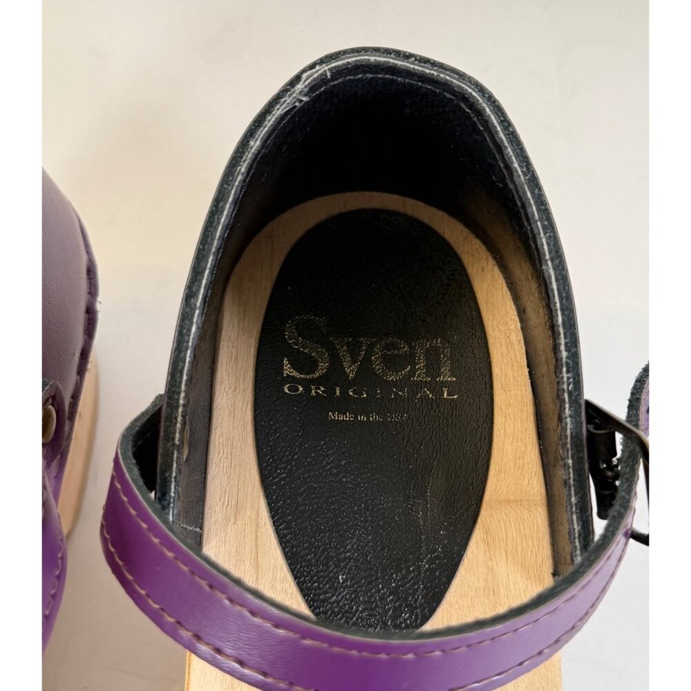 Sven Closed Heel Clogs Mary Janes Smooth Leather Purple - Picture 6 of 11